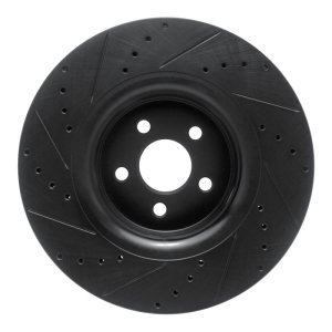 Ford Edge Brake Rotor (1) - Front Right - R1 Concepts - Drilled & Slotted - Black - `15-`21